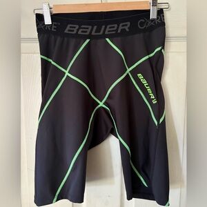 Bauer Compression Fit Short with Green Trim